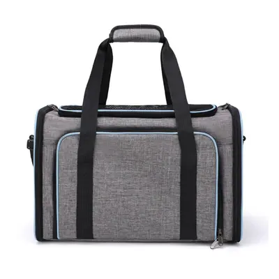 (grey,blue, L) Cat Carrier Outdoor Portable Handheld Pet Bag Foldable Expandable Pet Backpack Br