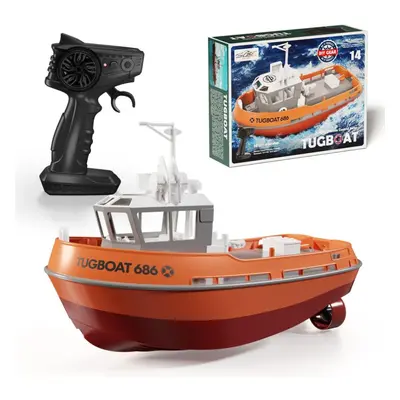 (orange) Rc Tugboat 2.4g Remote Control Ship Dual Motor Power Proportionally Adjustable Steering