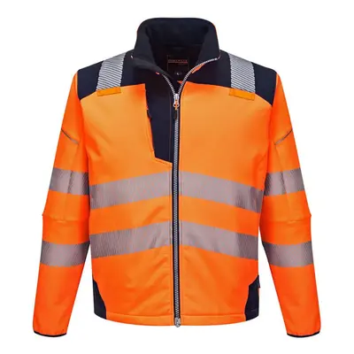 (XXL, Orange/Navy) Portwest Mens PW3 Hi-Vis Safety Soft Shell Jacket