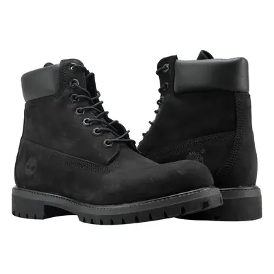 (US 13) TIMBERLAND Mens 6-Inch Premium Waterproof Boots Original Iconic Shoes - Black Nubuck