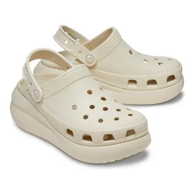 (Mens US 12/Womens US 14) Crocs Classic Crush Platform Clog Sandals - Bone