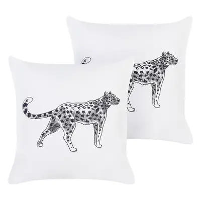 Set of Cotton Cushions Animal Motif x cm White MARULA