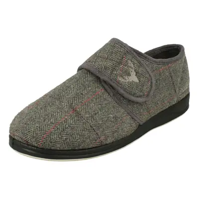 (Grey, UK 12) Mens Padders Casual Comfort Slippers Charles