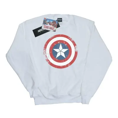 (S, White) Marvel Mens Captain America Civil War Distressed Shield Sweatshirt