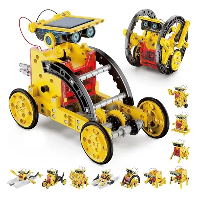 Hot Bee STEM Solar Robot Toy 12-in-1, Gifts for 9 11 13 Year Old Boys, Science Kits for Kids Age