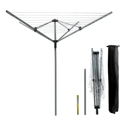 50M Arm Powder Coated Rotary Clothes Airer with Ground Spike & Cover