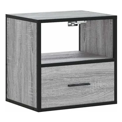 (grey sonoma, pcs) vidaXL Wall-mounted Bedside Cabinet Smoked Oak 40x31x39.5 cm cabinet