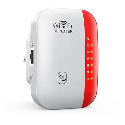 (Red) 300Mbps Mini WiFi Extender Booster Wireless WiFi Repeater Expand WiFi Range AP with WPS