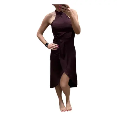 (WINE, TED5) TED BAKER LD99 WMD-BETYEL Halter Neck Dress