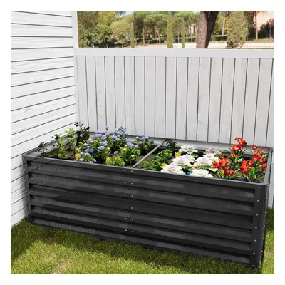 Raised Garden Flower Bed Planter Plant Pot Vegetable Herbs Grow Box XLarge Frame, Charcoal Black