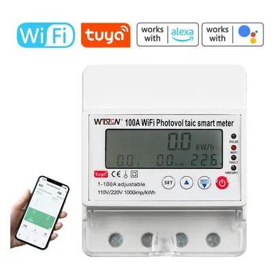 (white) Tuya Wifi Intelligent Photovoltaic Meter Breaker Timer Multifunctional Solar Bidirection