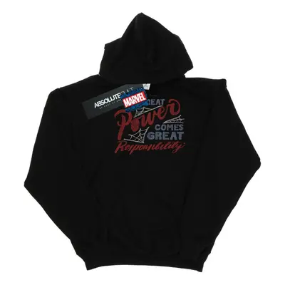 (12-13 Years, Black) Marvel Girls Spider-Man Great Responsibility Hoodie