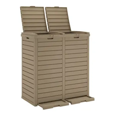 (light brown) vidaXL Outdoor Garbage Bin Patio Trash Can Trash Bin Garbage Can Polypropylene