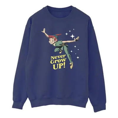 (S, Navy Blue) Disney Mens Peter Pan Never Grow Up Sweatshirt