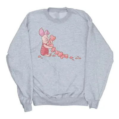 (S, Sports Grey) Disney Womens/Ladies Winnie The Pooh Piglet Chain Of Hearts Sweatshirt