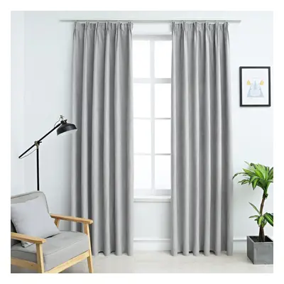 vidaXL 2x Blackout Curtains with Hooks Grey 140x245cm Drapery Blind Drape