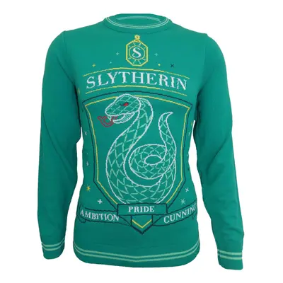 (XL, Green) Harry Potter Christmas Jumper Slytherin Crest Official Unisex Green Ugly Sweater