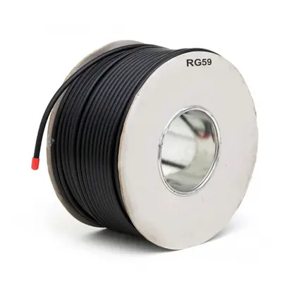 kenable RG59U Coaxial Aluminium Braid Coaxial Cable Reel 100m Lead Black