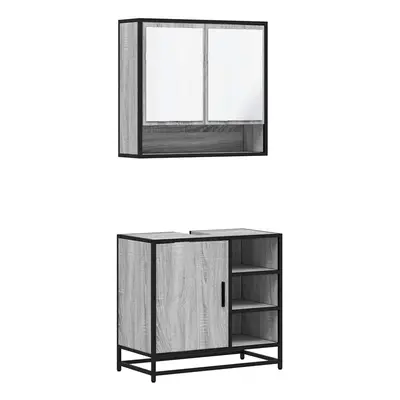 (grey sonoma) vidaXL Piece Bathroom Furniture Set Grey Sonoma Engineered Wood