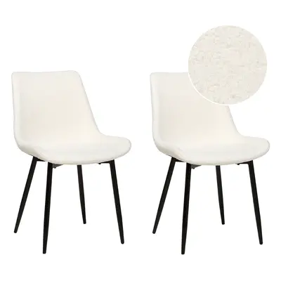 Set of Dining Chairs AVILLA Boucle White