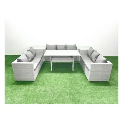 Fimous Rattan Garden Outdoor Furniture Set Seater Garden Sofa Rectangulr Dining Table Set with S