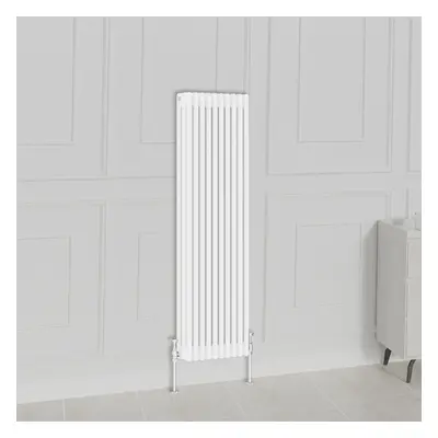 (1500x470mm-3 Column, White) NRG Traditional Radiator Horizontal Vertical Cast Iron Style Double