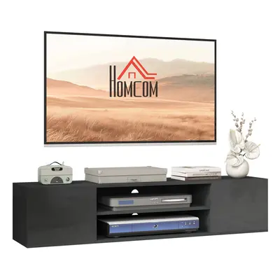 HOMCOM Floating TV Unit for 60" TVs W/ Shelves and Cabinets, Grey