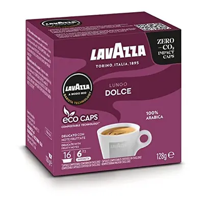 Lavazza, A Modo Mio Lungo Dolce, Coffee Capsules, with Aromatic Notes of Dried Fruits, for a Swe