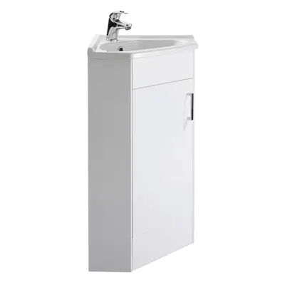 Gloss White Free Standing Door Corner Vanity Basin Unit - 555mm - Balterley