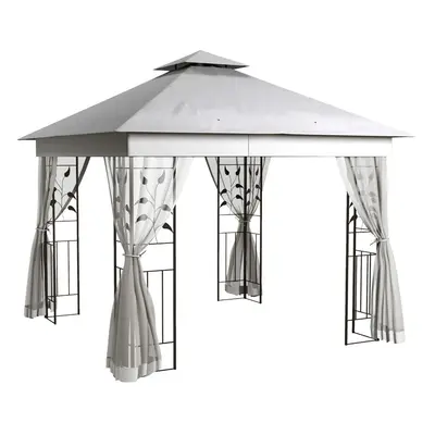 Outsunny x 3(m) Garden Gazebo Marquee Tent Canopy Shelter Pavilion Grey