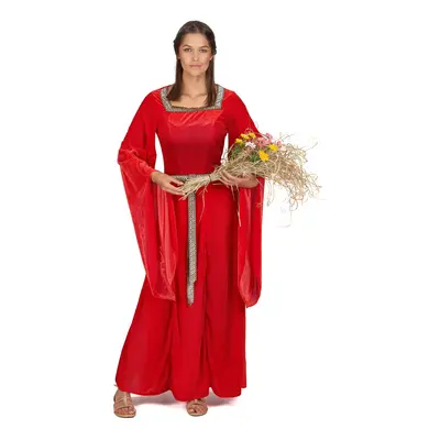 (L) Women's red velvet effect medieval costume