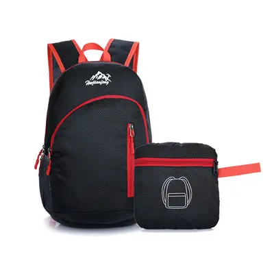 (Black) 22L Outdoor Folding Backpack Waterproof Shoulder Rucksack Storage Bag Men Women Sports T