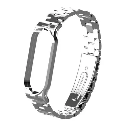 (Silver) Colorful Stainless Steel Watch Strap Replacement Watch Band for Xiaomi Miband