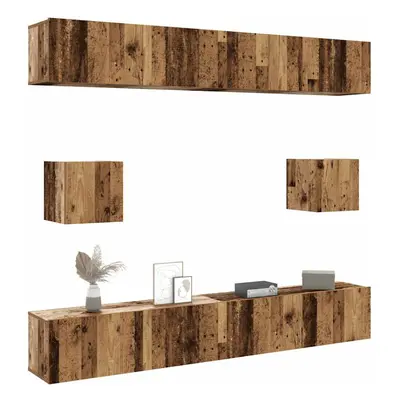 vidaXL Piece TV Cabinet Set Wall-mounted Old Wood Engineered Wood