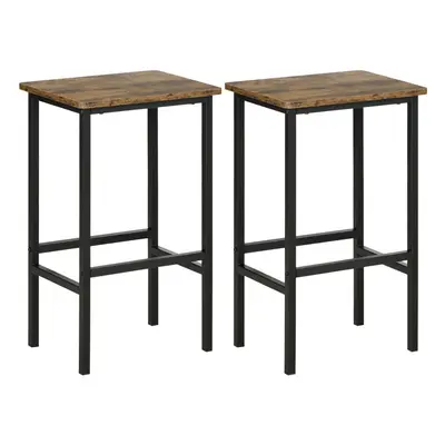 HOMCOM Industrial Bar Stools Set of 2, Kitchen Bar Chairs Home Pub Rustic Brown