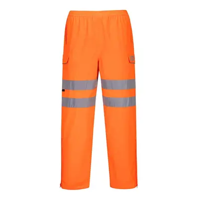 (L R, Orange) Portwest Mens Hi-Vis Safety Rain Trousers