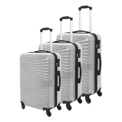 ( Silver White) 3-Piece Lightweight Hard Shell ABS Trolley Luggage Set