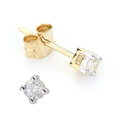 Jewelco London 9ct Yellow Gold Round 15pts Diamond Claw Soliatire Stud Earrings - DE2AXL141Y