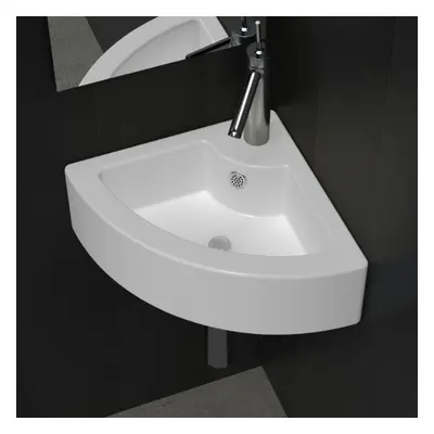 vidaXL Wash Basin with Overflow White Countertop Bathroom Hand Wash Bowl Sink