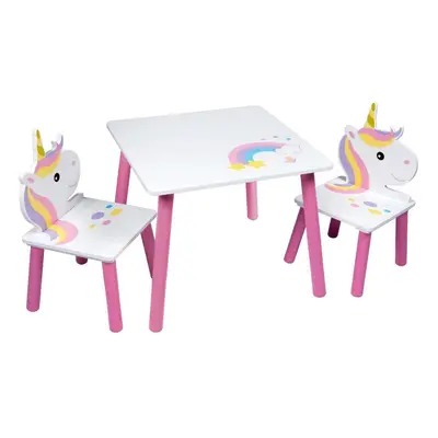 (Unicorn) Kids Wooden Table & Chairs Themed Set Room Desk