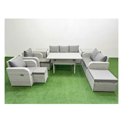 Fimous PE Rattan Garden Furniture Set Reclining Chair Sofa Double Love Seat Seater Sofa Lounge S