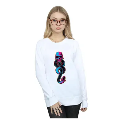 (S, White) Harry Potter Womens/Ladies Neon Dark Mark Sweatshirt