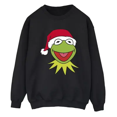 (L, Black) Disney Womens/Ladies Muppets Kermit Christmas Head Sweatshirt