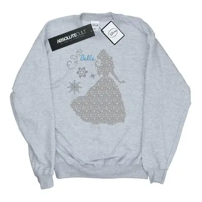 (M, Sports Grey) Disney Princess Womens/Ladies Belle Christmas Silhouette Sweatshirt