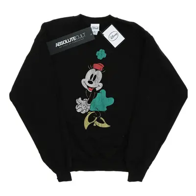 (L, Black) Disney Mens Minnie Mouse Shamrock Hat Sweatshirt