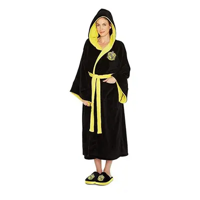 Ladies Harry Potter Hufflepuff Fleece Bathrobe Black