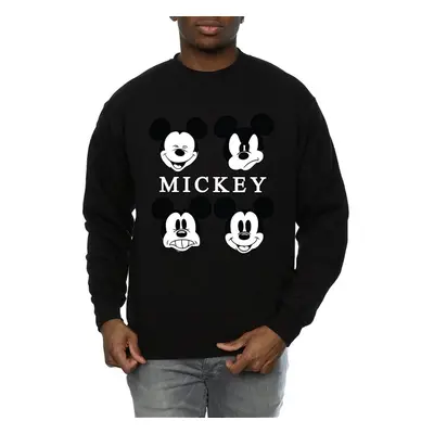 (M, Black) Disney Mens Four Heads Mickey Mouse Cotton Sweatshirt