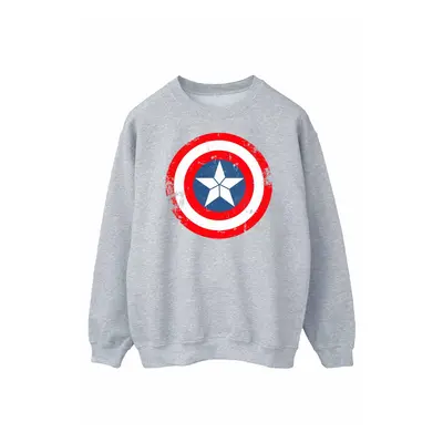 (L, Sports Grey) Marvel Mens Captain America Civil War Distressed Shield Sweatshirt