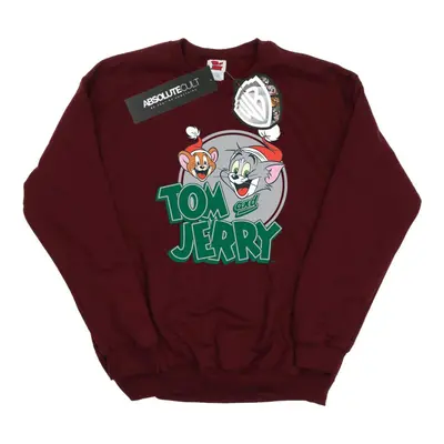 (XXL, Burgundy) Tom And Jerry Womens/Ladies Christmas Greetings Sweatshirt