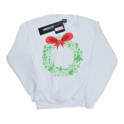 (L, White) Marvel Womens/Ladies Avengers Christmas Wreath Sweatshirt